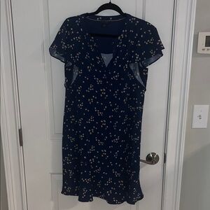 Tommy Hilfiger Floral Blue Dress with Short Sleeves